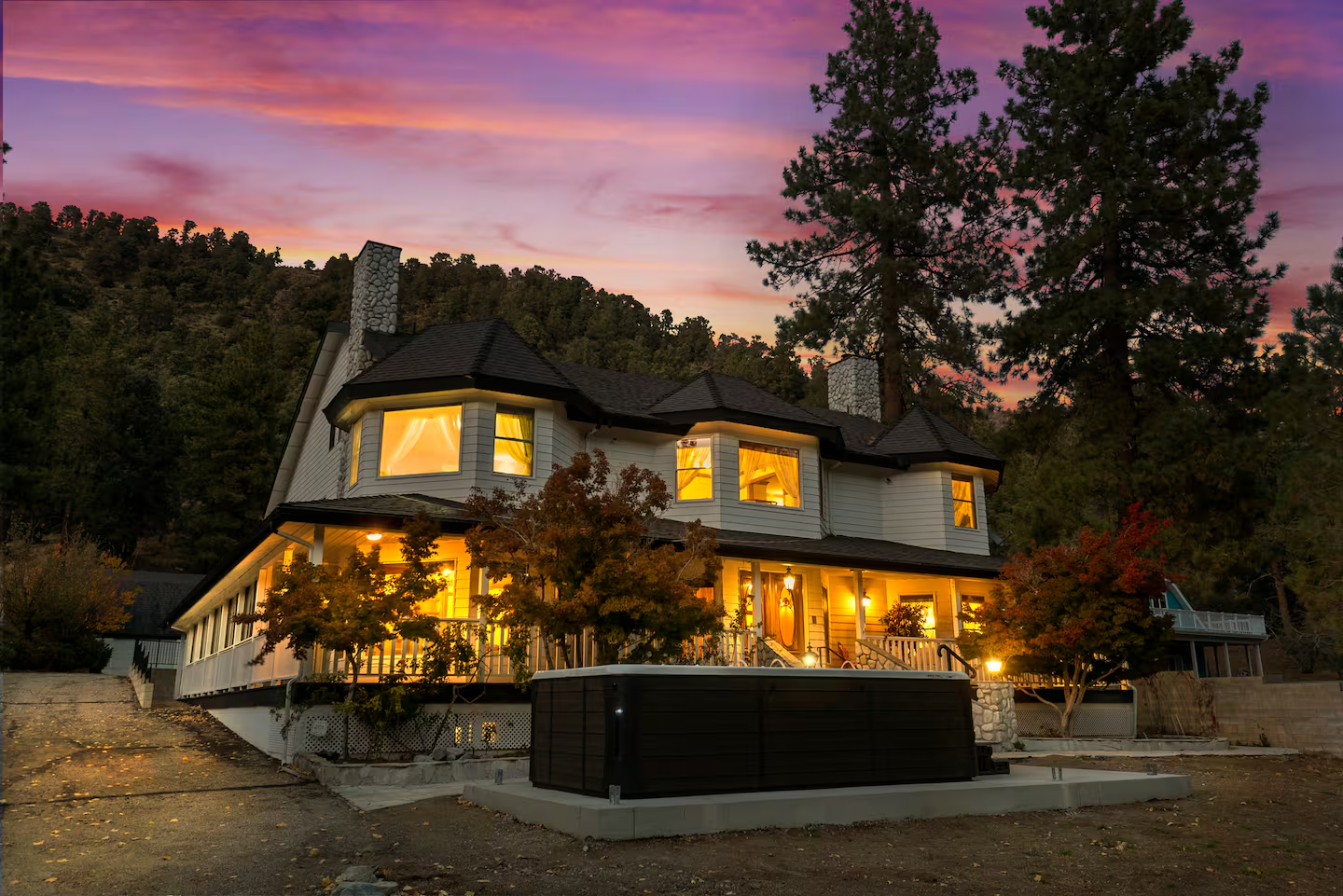 Wrightwood Castle at twilight
